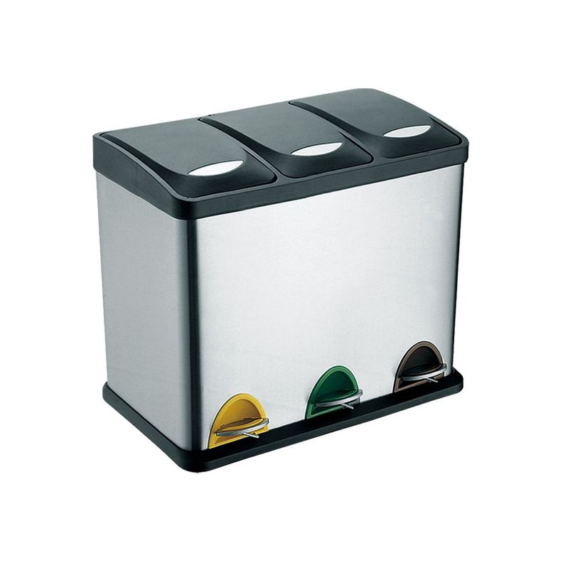 Basurero Metalico Triple Acero Inoxidable 24L-0