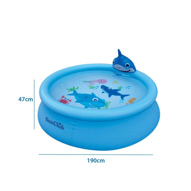 Piscina Inflable Tiburones Lanza Agua 190x47cm-1