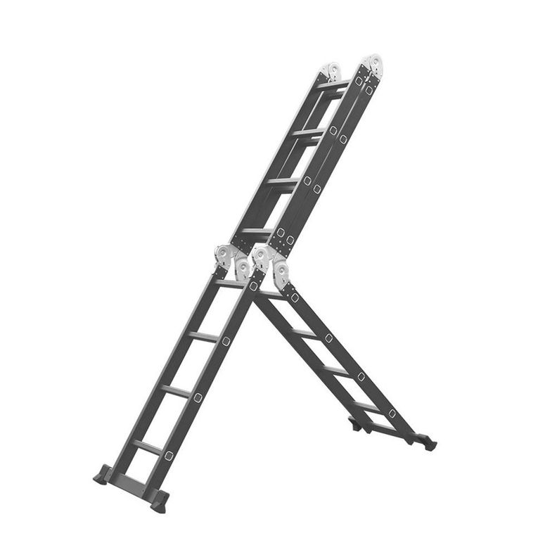 Escalera 4,6mt Profesional Heavy Duty 16 Peldaños Negra-2