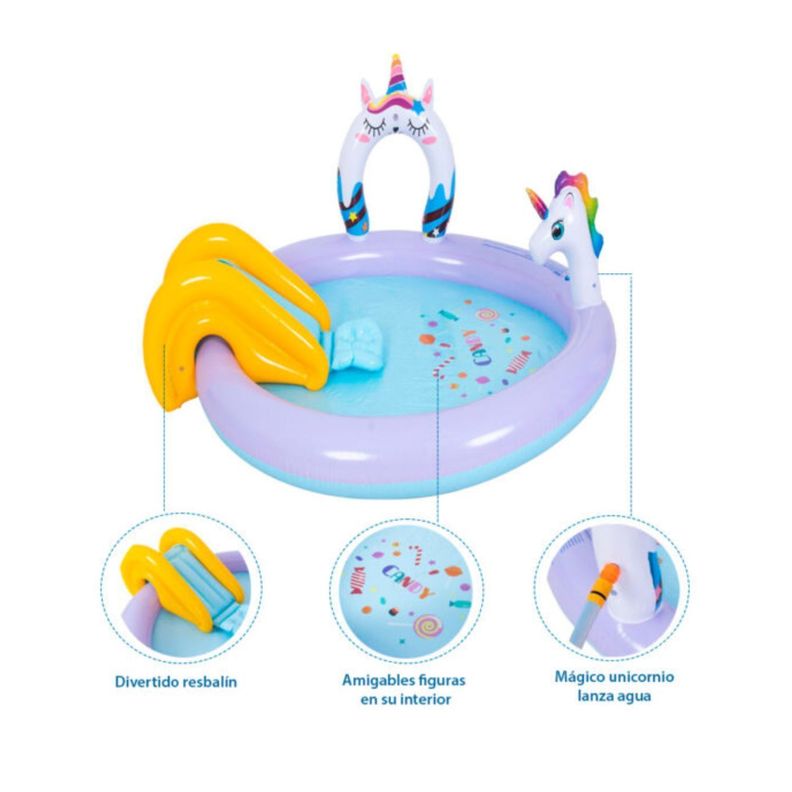 Piscina De Juegos Inflable Lanza Agua Unicornio 19-2