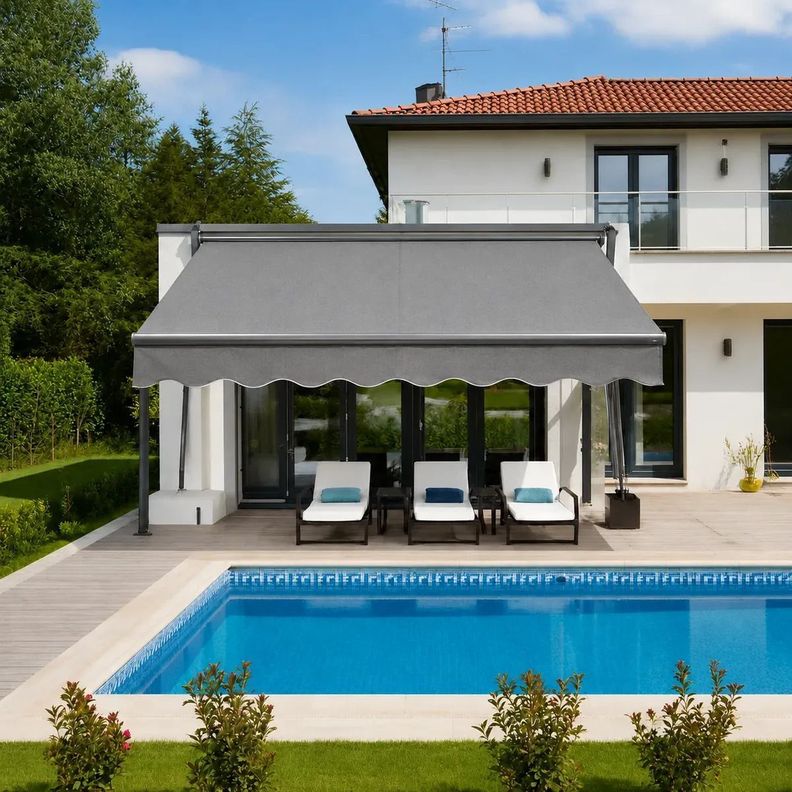 Toldo Brazo Retractil Terrazas 3x2.5 mts Gris