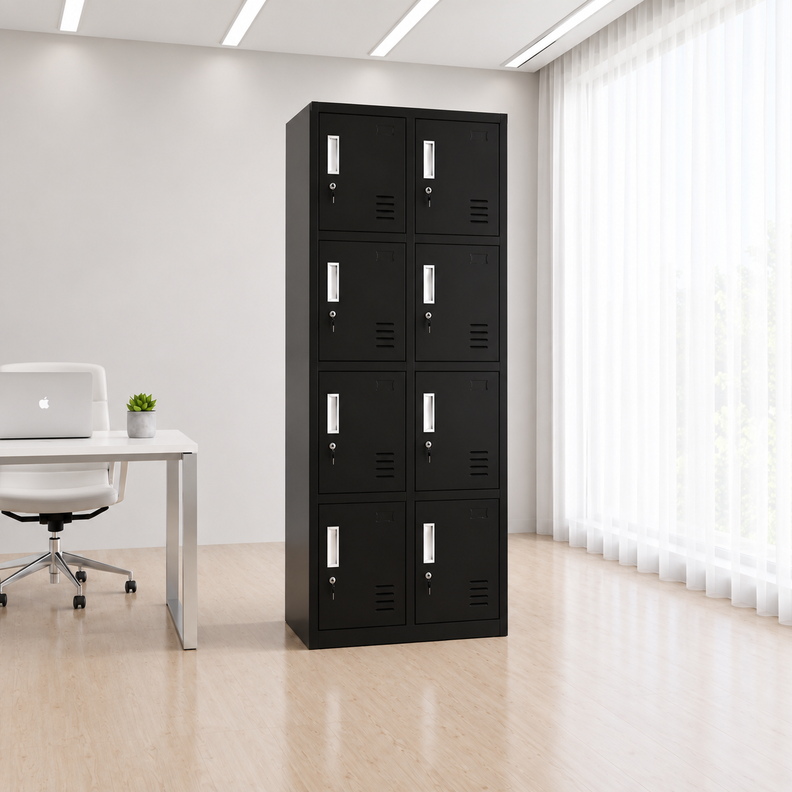 Locker 2 cuerpos 8 casilleros 165x56x45cm Negro