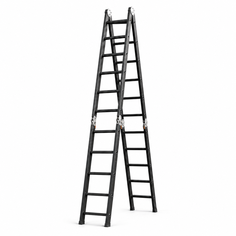Escalera Profesional Heavy Duty 6,9 mt 24 Peldanos Negra Negro
