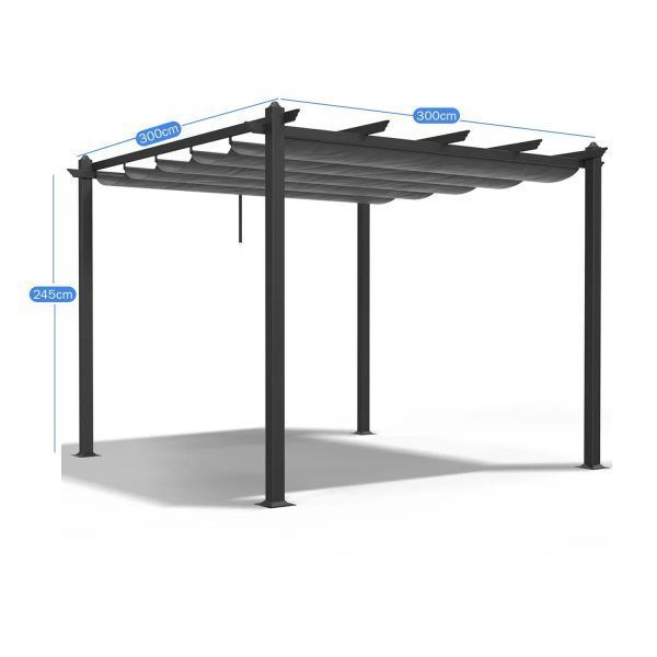 Pergola Aluminio Con Toldo Corredizo 3X3MT-2