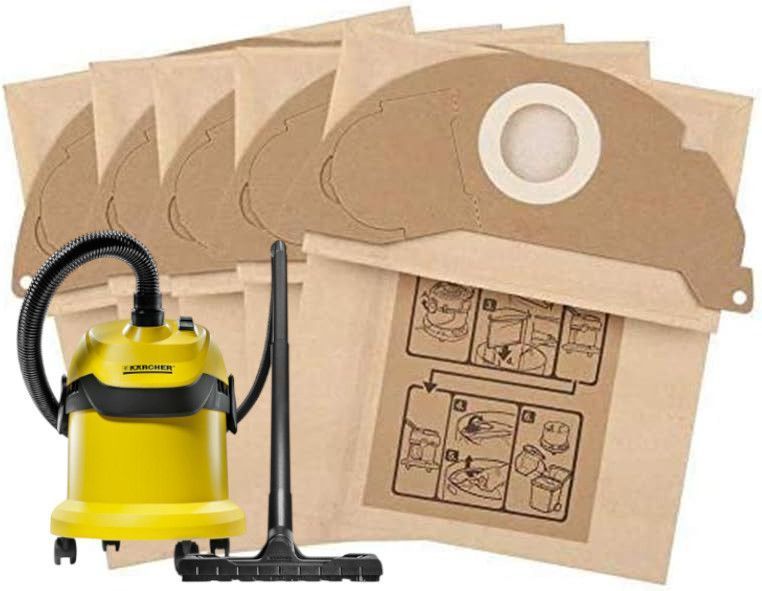 5 Bolsa papel para Aspiradora Karcher WD2-0