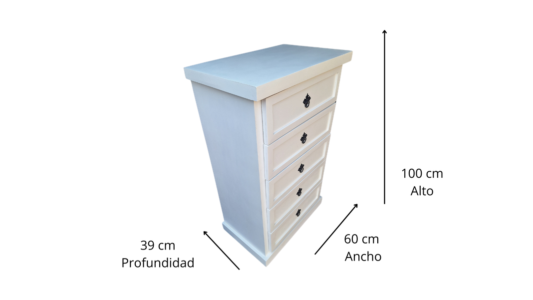 Comoda Rustica Crotona 5 Blanco -1