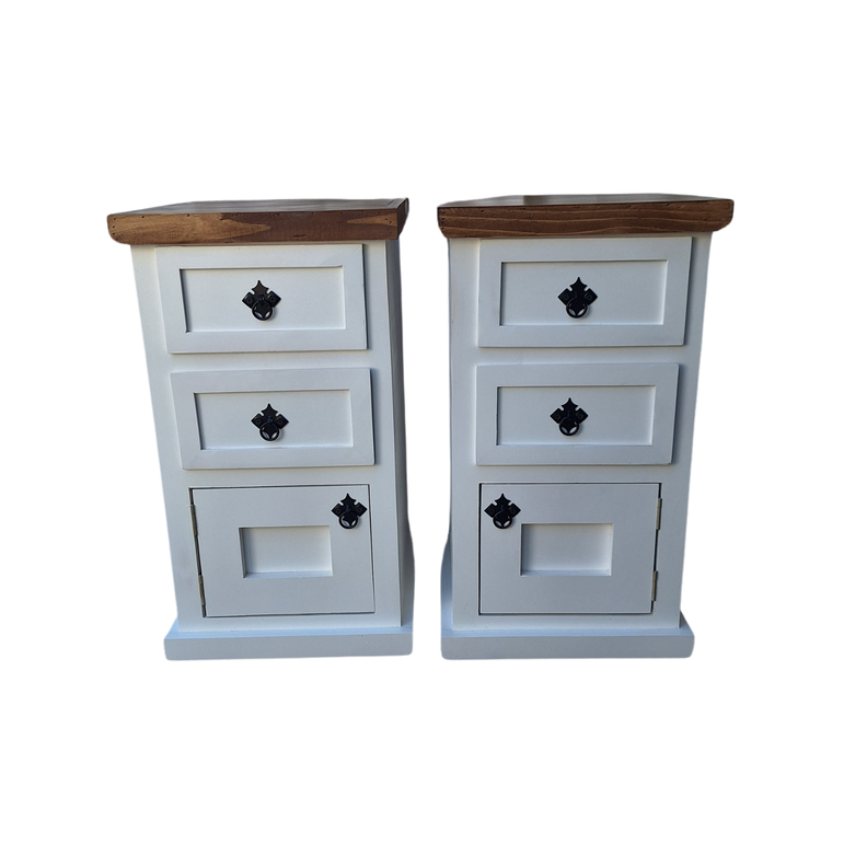 Velador Rustico Blanco Bicolor  Consenza Pack-0