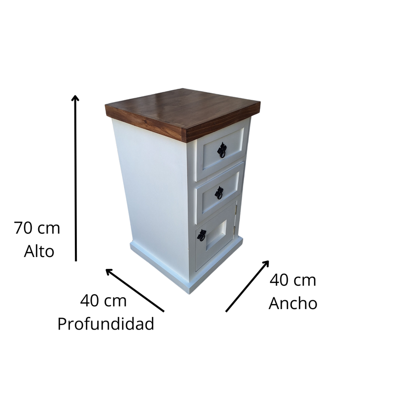 Velador Rustico Blanco Bicolor  Consenza Pack-1