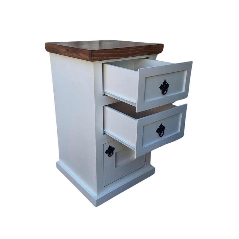 Velador Rustico Blanco Bicolor  Consenza Pack-2