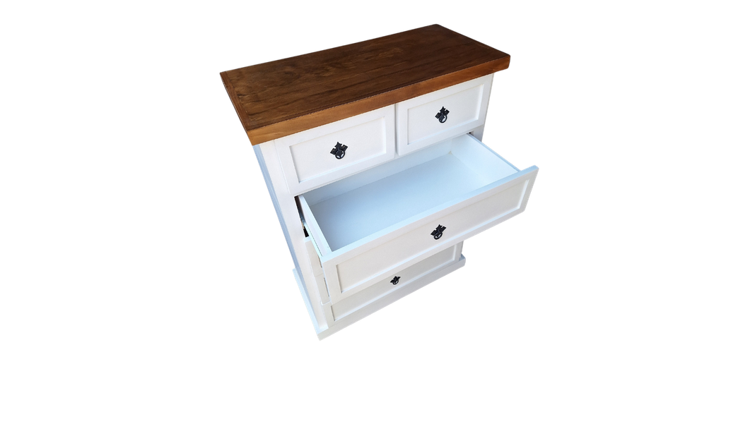 Comoda Rustica Crotona 6 Bicolor Blanco-1