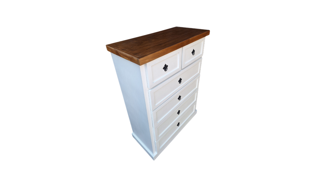 Comoda Rustica Crotona 6 Bicolor Blanco-2