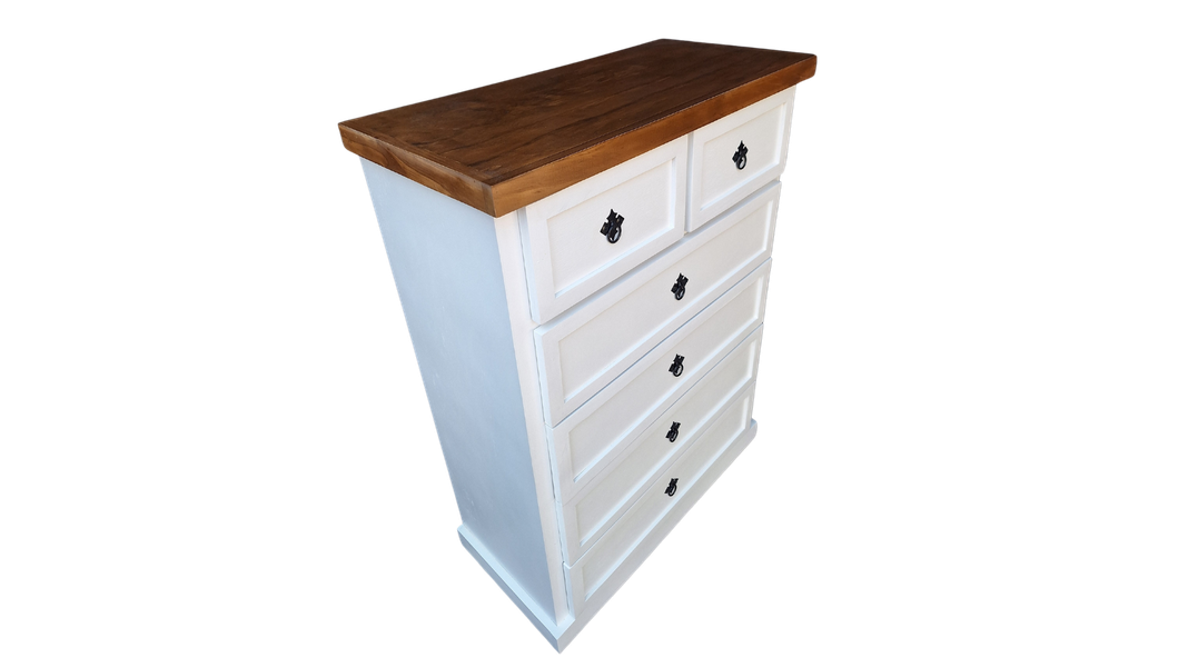 Comoda Rustica Crotona 6 Bicolor Blanco-3