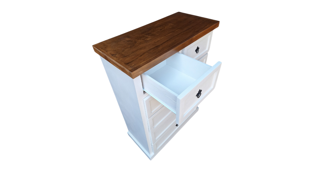 Comoda Rustica Crotona 6 Bicolor Blanco-4