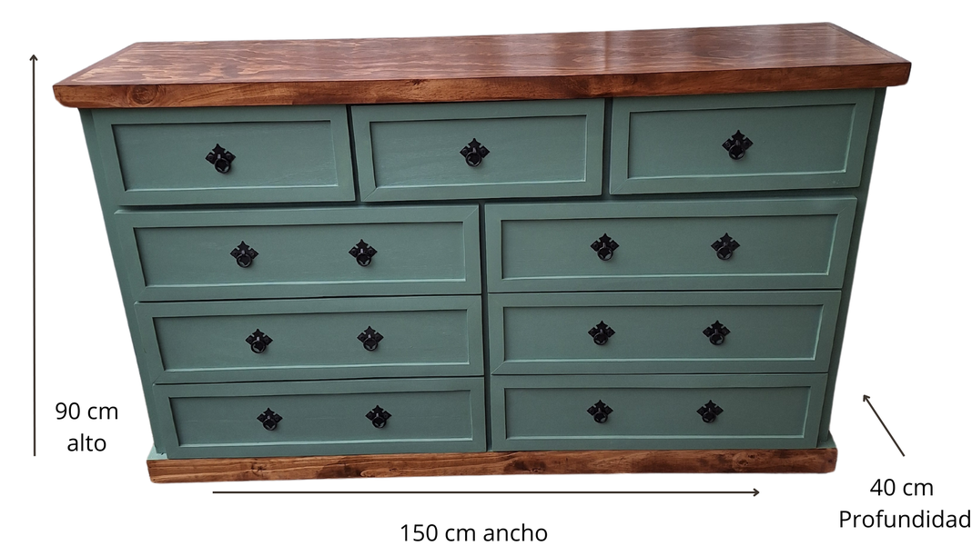 Comoda Rustica Bicolor Verde 150-4