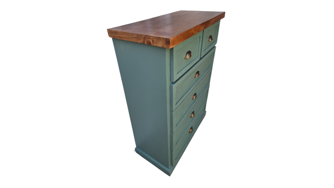 Comoda Rustica Crotona 6 Bicolor Verde -2