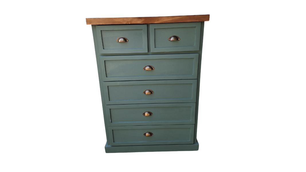 Comoda Rustica Crotona 6 Bicolor Verde -4