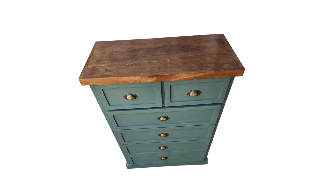 Comoda Rustica Crotona 6 Bicolor Verde -5