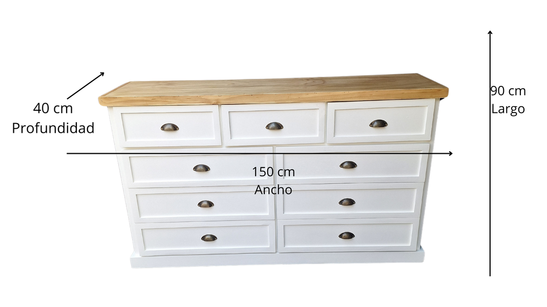 Comoda Rustica Blanca Bicolor Pardo 150-3