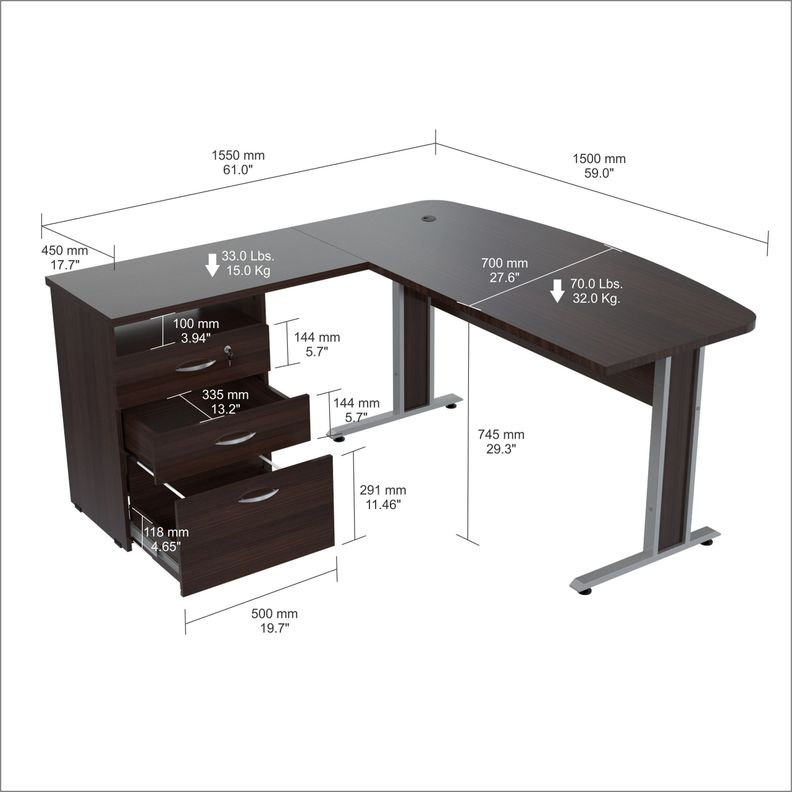 Escritorio esquinero 75cmx150cmx45 cm wengue-3