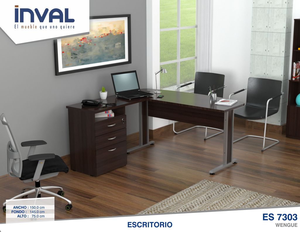 Escritorio esquinero 75cmx150cmx45 cm wengue-5