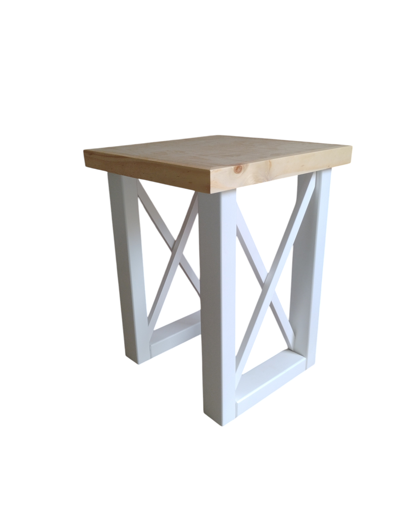 Mesa lateral, modelo Martina, bicolor blanco/natural.-0