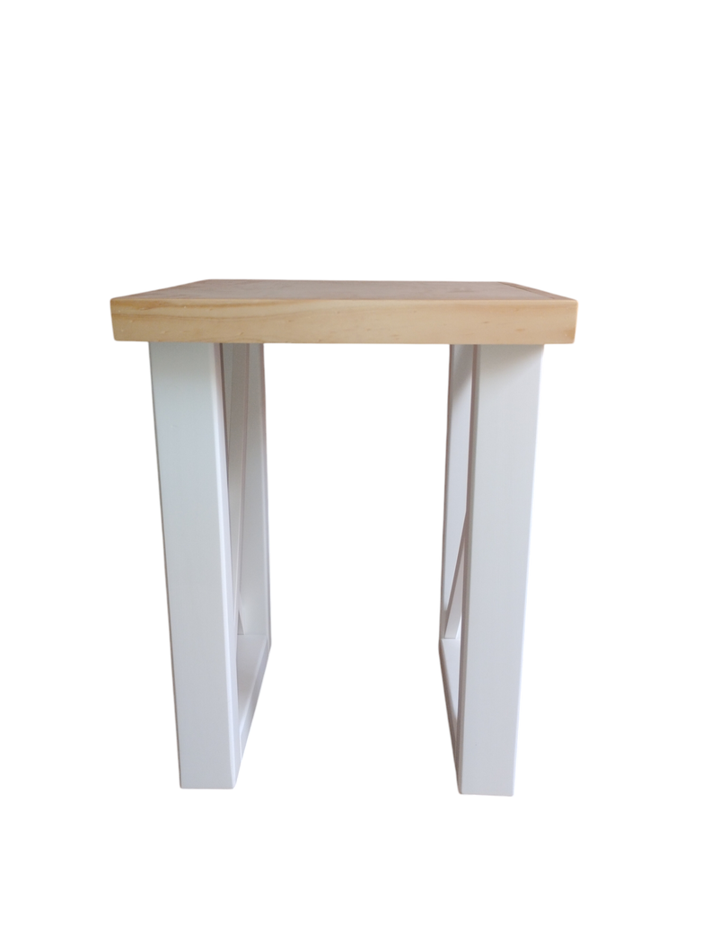 Mesa lateral, modelo Martina, bicolor blanco/natural.-1