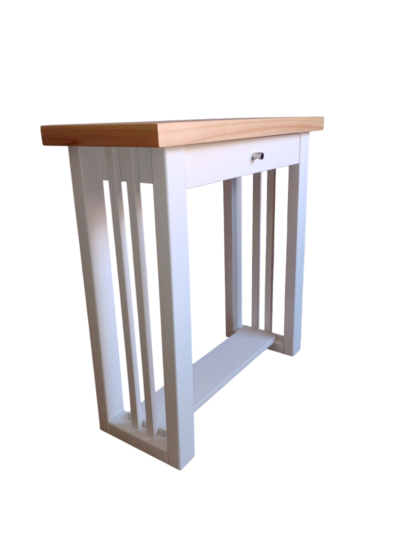 Mesa de arrimo de 80 cms, modelo Caburgua, bicolor Blanco/Nogal.-0