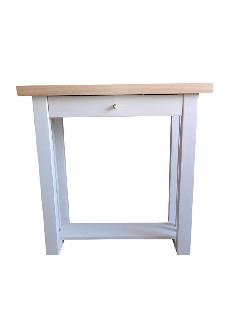 Mesa de arrimo de 80 cms, modelo Caburgua, bicolor Blanco/Nogal.-1