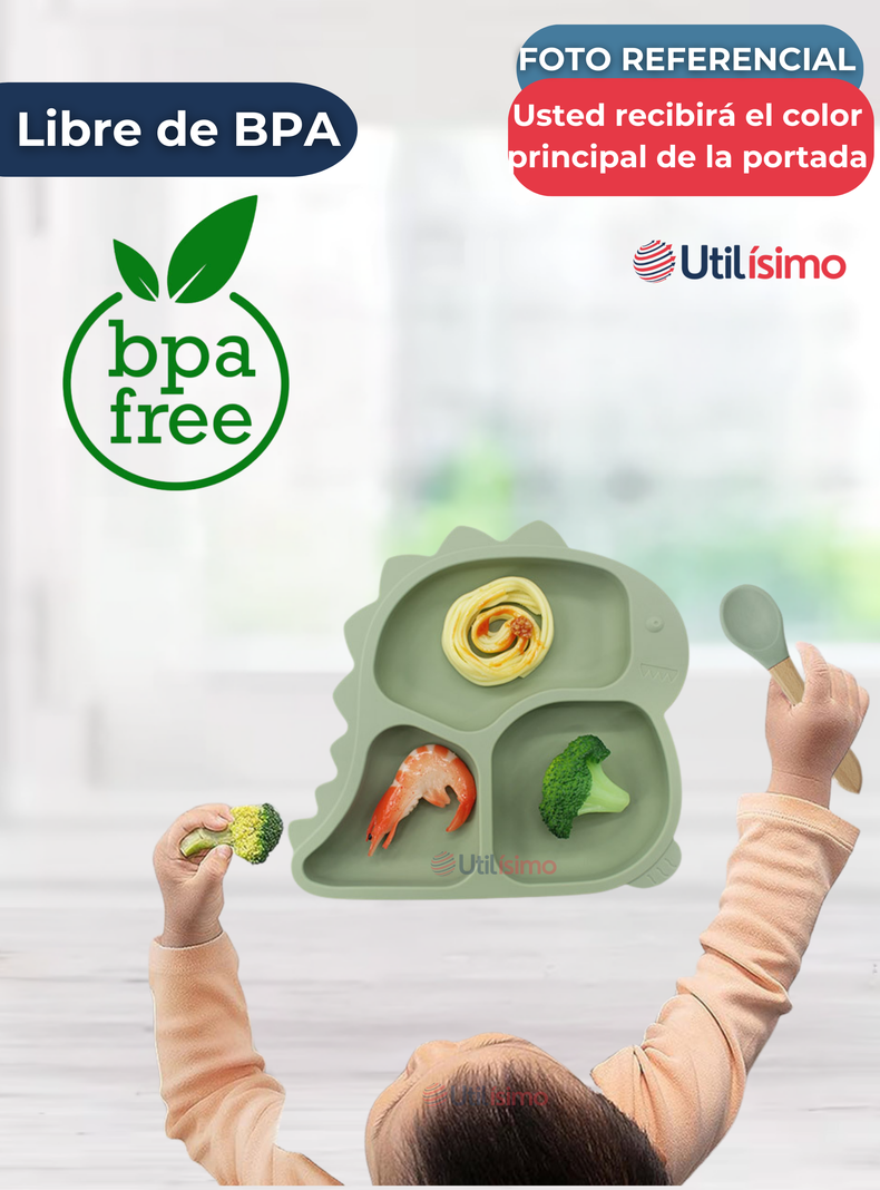 Set De Alimentación Bebé Silicona De Formas 6 Piezas Libre BPA Azul-1
