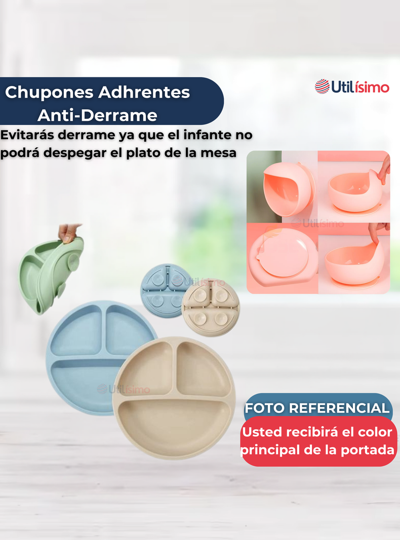 Set De Alimentación Bebé Silicona De Formas 6 Piezas Libre BPA Azul-7
