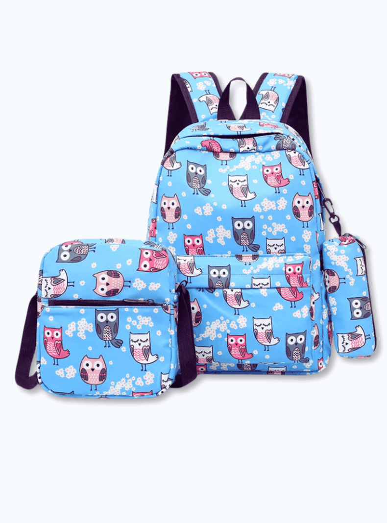 Pack Mochila Lonchera Estuche 43cm Juvenil y Escolar Cute Owls-0