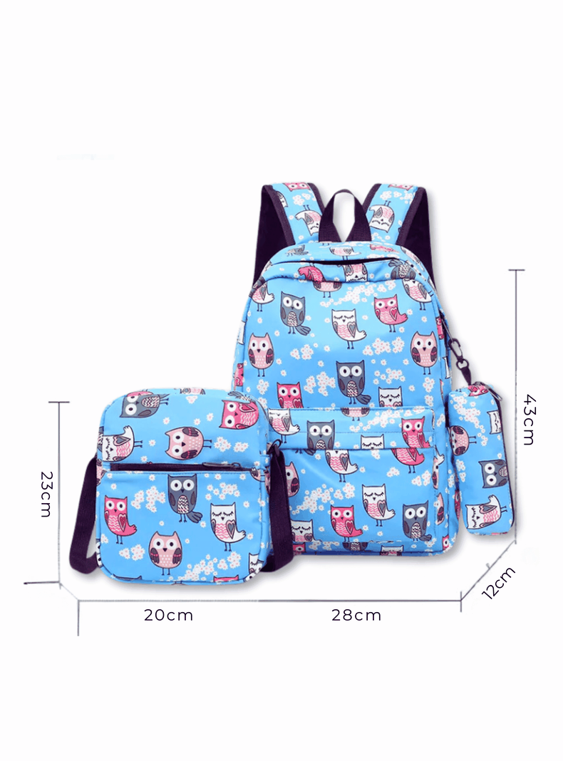 Pack Mochila Lonchera Estuche 43cm Juvenil y Escolar Cute Owls-1