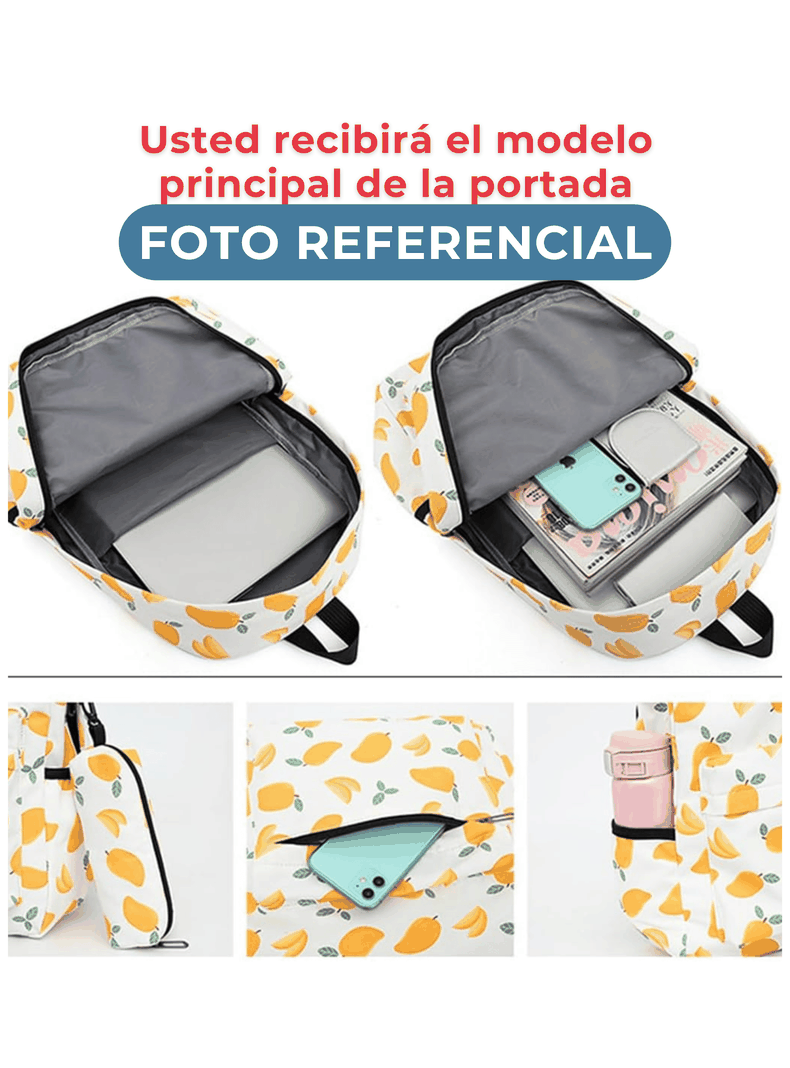 Pack Mochila Lonchera Estuche 43cm Juvenil y Escolar Cute Owls-3