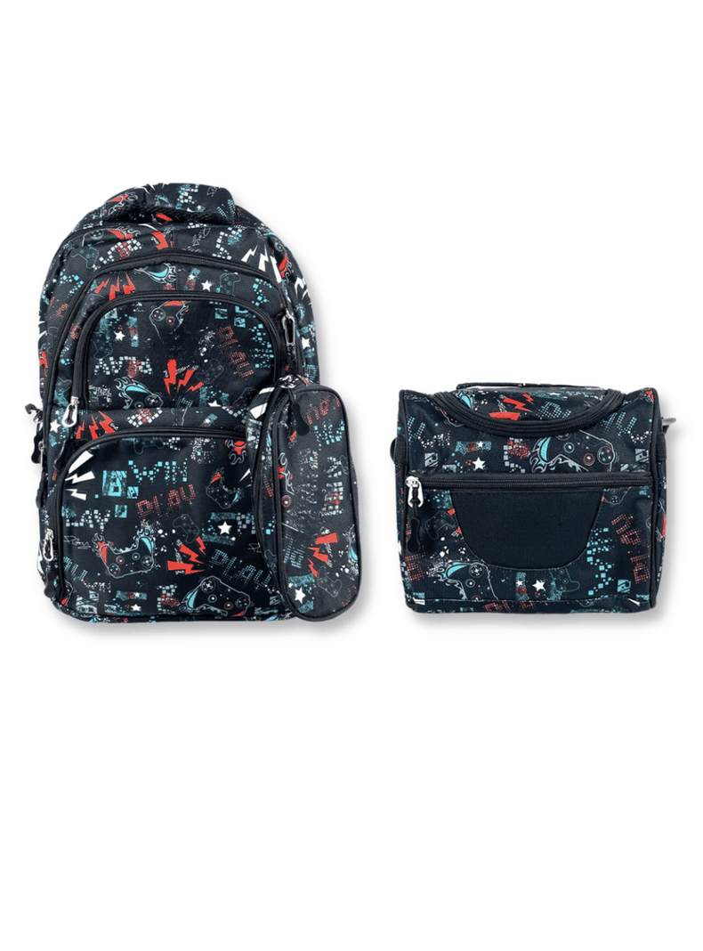 Mochila Con Lonchera Y Estuche 45CM Estampado Full Color Niño Rays-0
