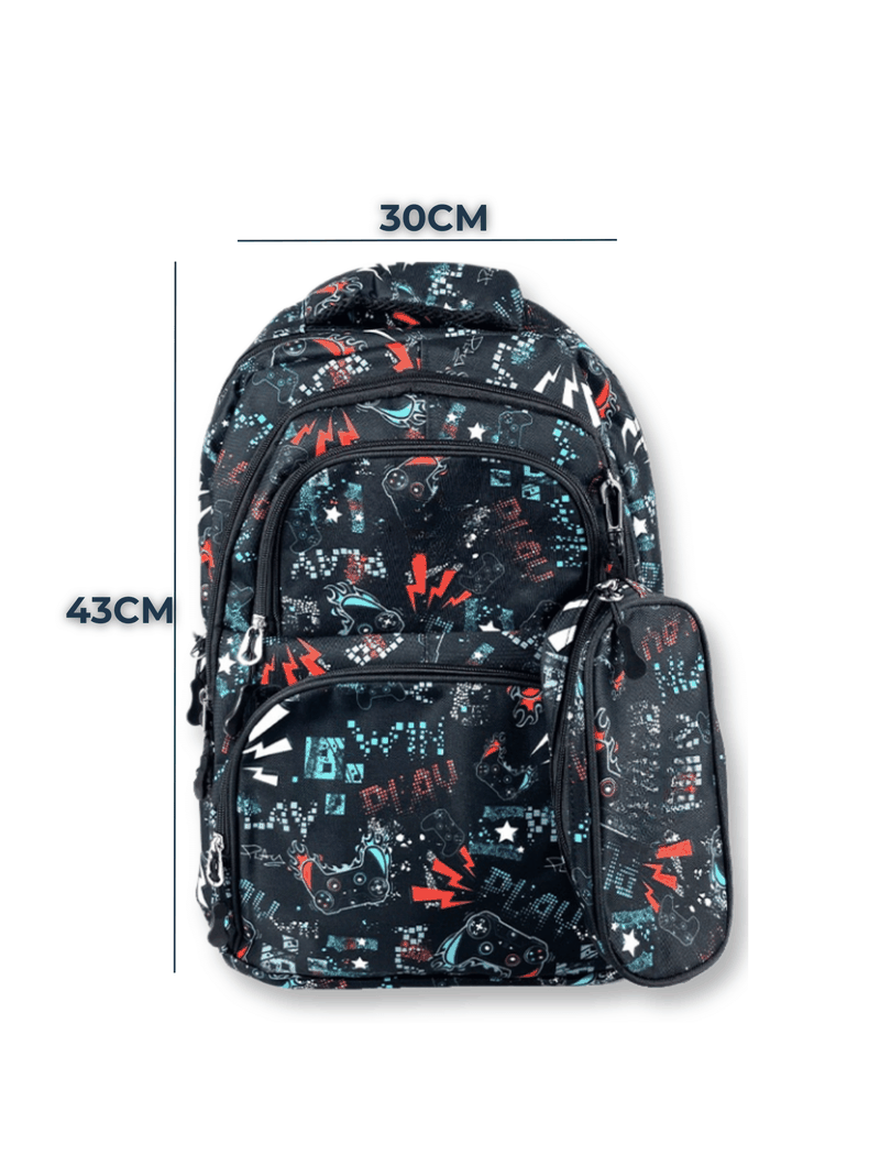 Mochila Con Lonchera Y Estuche 45CM Estampado Full Color Niño Rays-1