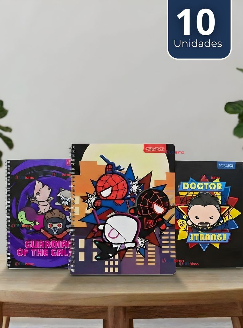 Pack 10 Cuadernos Universitarios Marvel Heroes 100 Hojas Proarte Disenos Surtidos