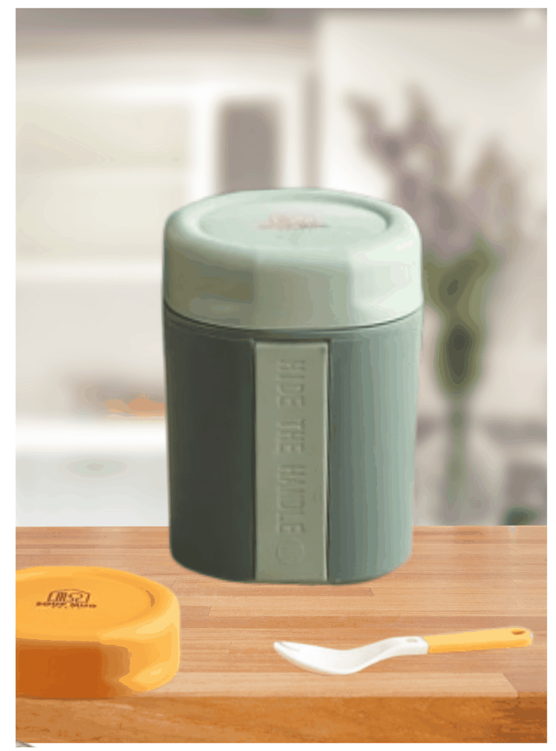 Termo Táper Térmico 500 Ml Estilo Vaso Con Tenedor Oficina Y Escolar Green-0