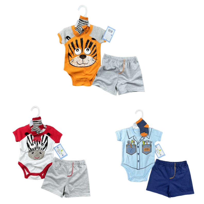 Set de 3 Piezas Body Short Calcetines para Bebés Jump Kids-1