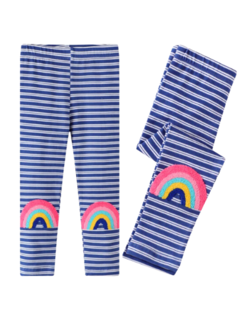 Calzas Niña Arco Iris Azul Rayas Jump Kids 100% Algodón-0