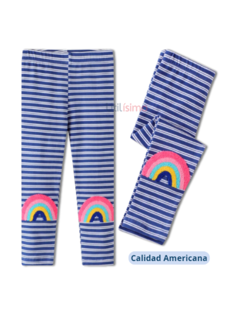 Calzas Niña Arco Iris Azul Rayas Jump Kids 100% Algodón-1