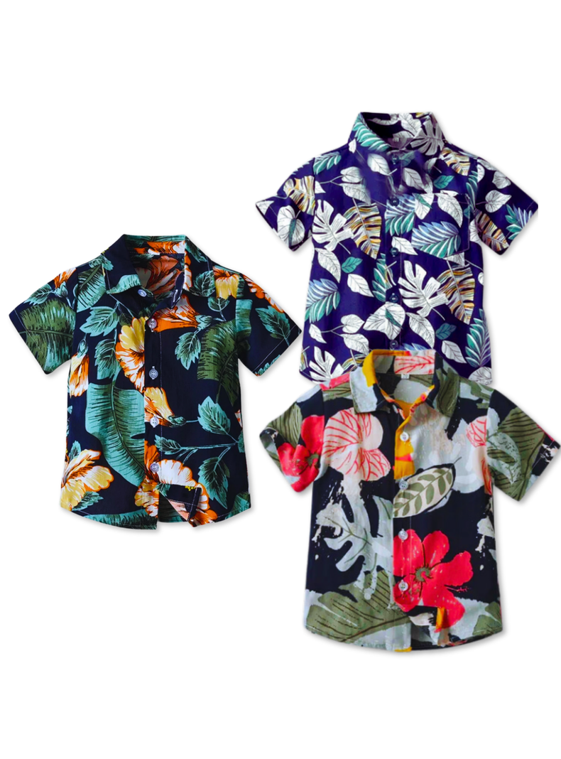 Camisa Hawaiana Manga Corta Niño de 6 Meses a 7 Años Verano Tropical Surtido-1