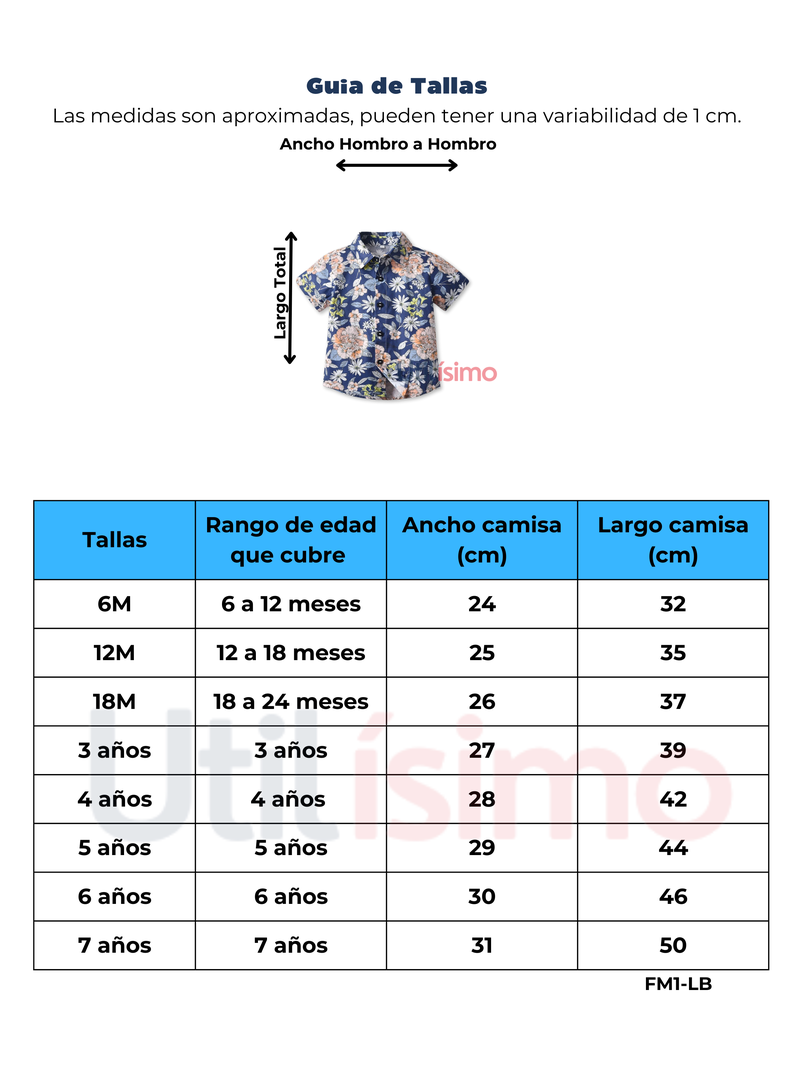 Camisa Hawaiana Manga Corta Niño de 6 Meses a 7 Años Verano Tropical Surtido-2