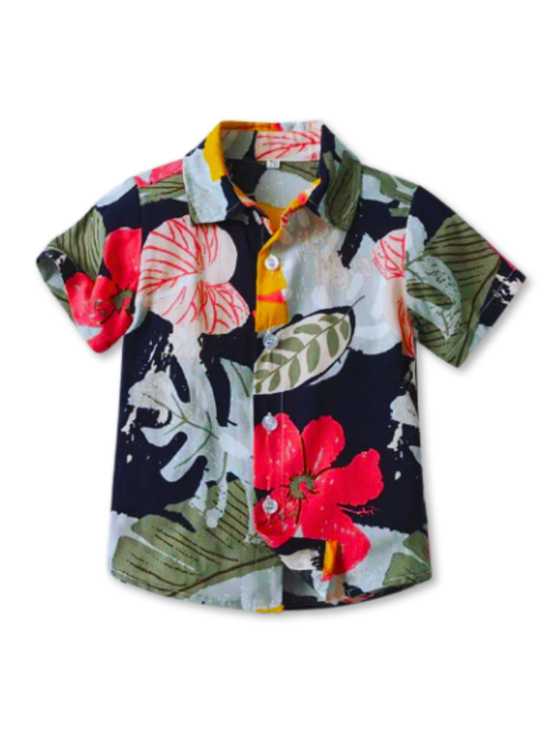 Camisa Hawaiana Manga Corta Niño de 6 Meses a 7 Años Verano Tropical Surtido-3
