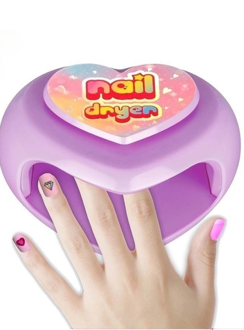 Juguete Set Manicure Lampara Secadora Corazón Para Niña-1