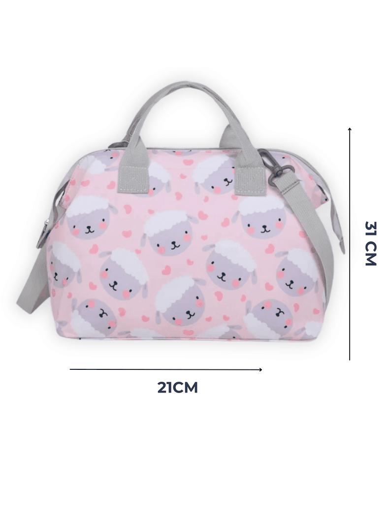 Bolso Maternal Pañales Oxford 31cm Pañalera Portátil Multifuncional Estampada Pink Sheep-1