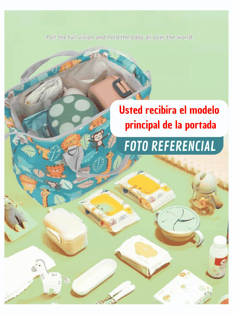 Bolso Maternal Pañales Oxford 31cm Pañalera Portátil Multifuncional Estampada Pink Sheep-2