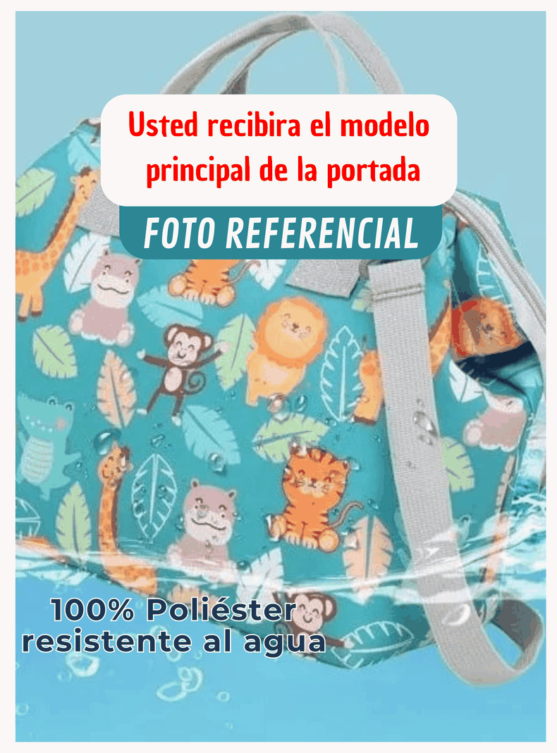 Bolso Maternal Pañales Oxford 31cm Pañalera Portátil Multifuncional Estampada Pink Sheep-3