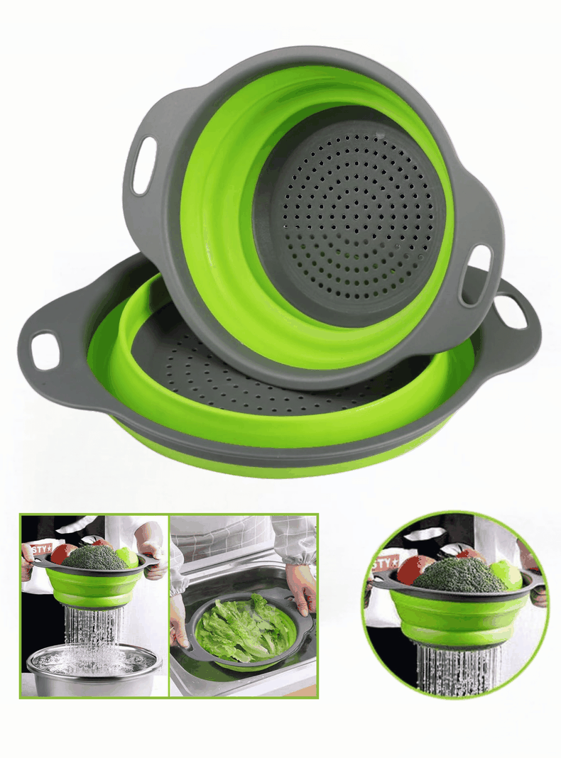 Colador Plegable Silicona Escurridor Redondo Cocina Frutas Verduras-0