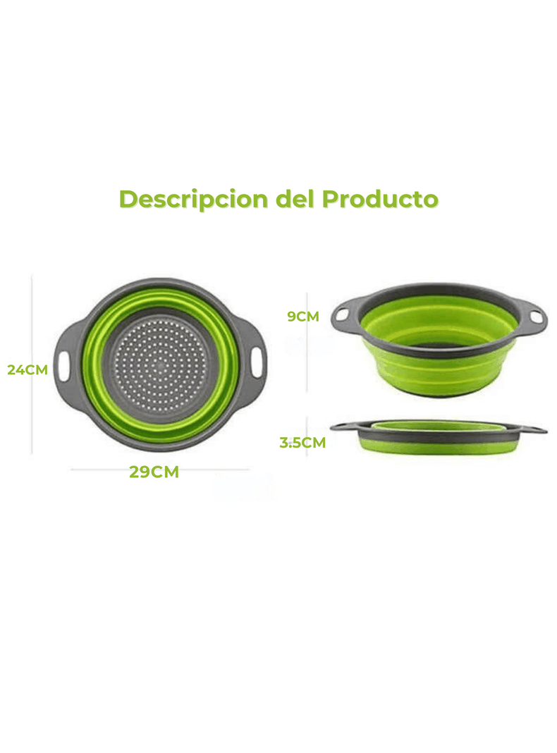 Colador Plegable Silicona Escurridor Redondo Cocina Frutas Verduras-1