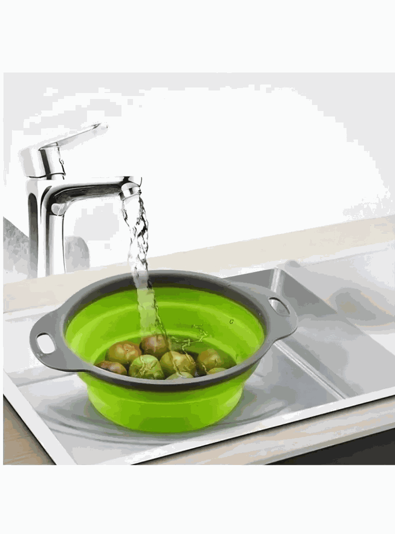 Colador Plegable Silicona Escurridor Redondo Cocina Frutas Verduras-5